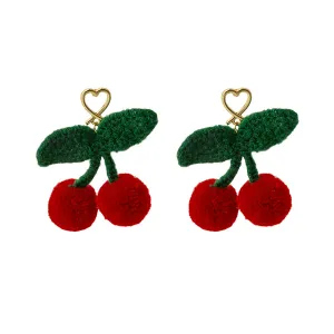 Red & Green Heart Cherry Drop Earrings