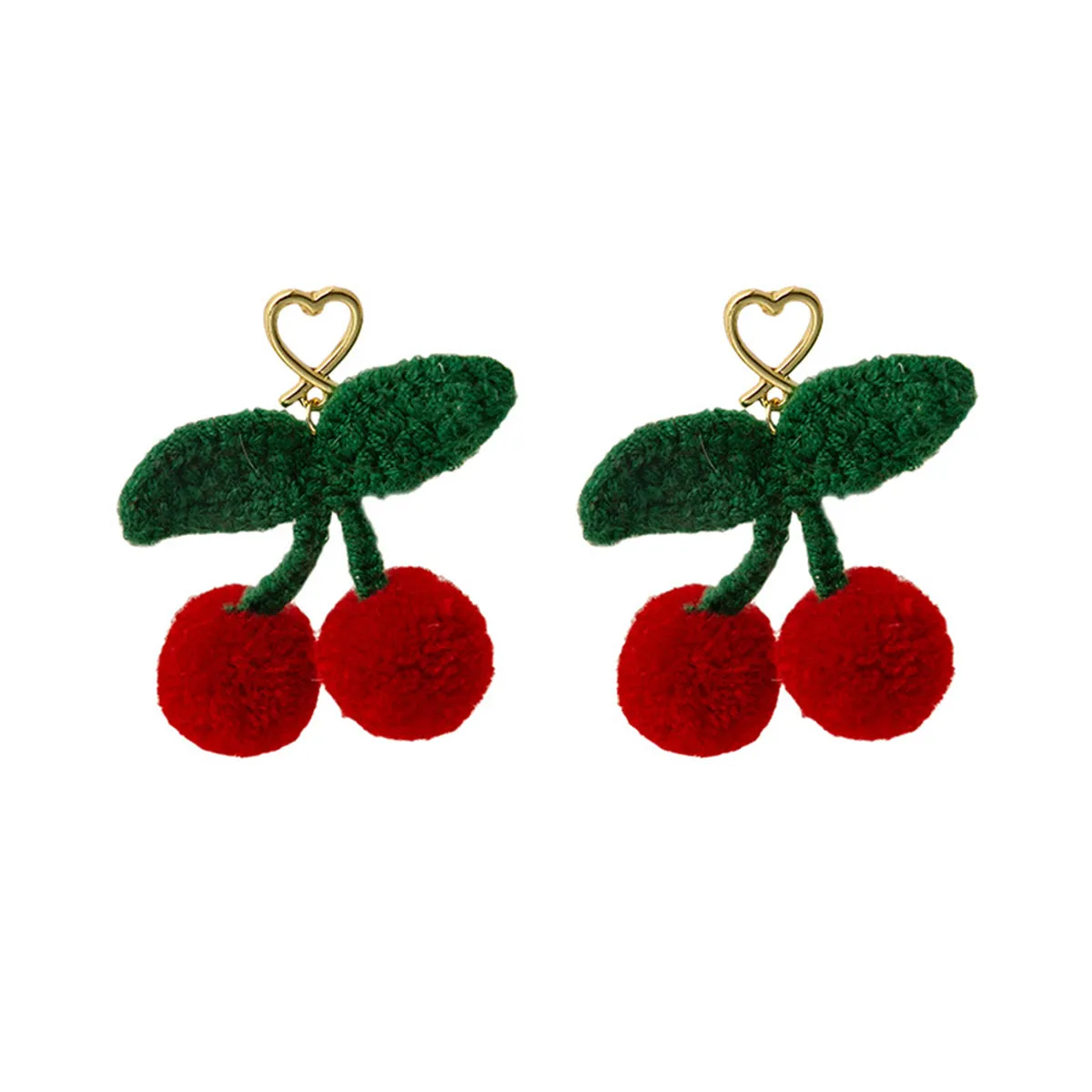 Red & Green Heart Cherry Drop Earrings