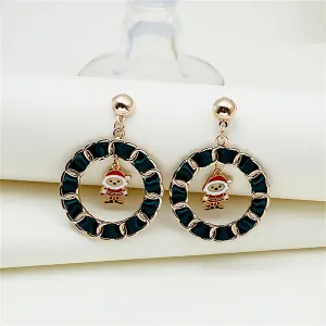 Red Enamel & Polyster 18K Gold-Plated Santa Curb Chain Circle Drop Earrings