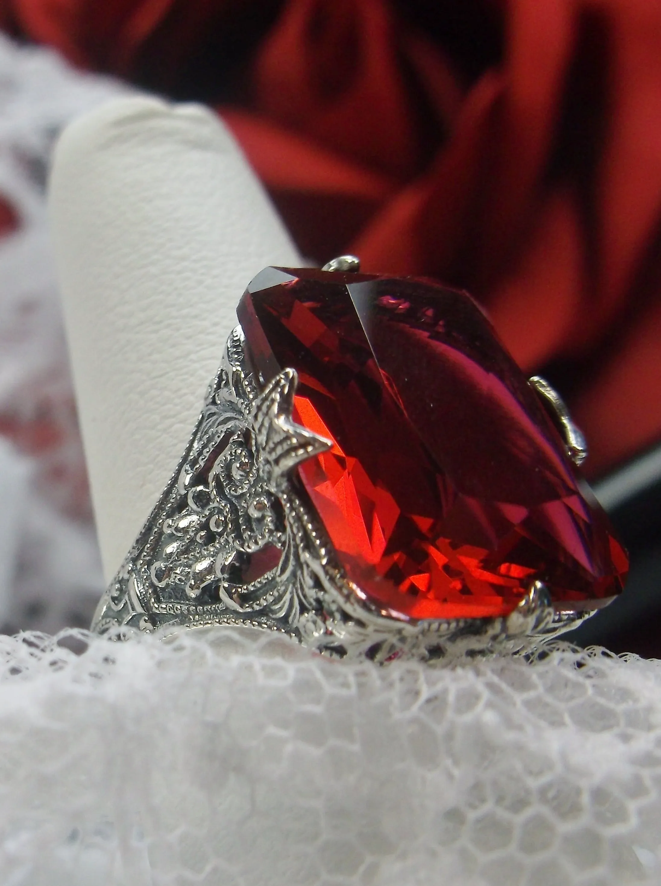 Red Ruby Ring, Size 5.5, Vintage Jewelry #D202 - Ready to Ship