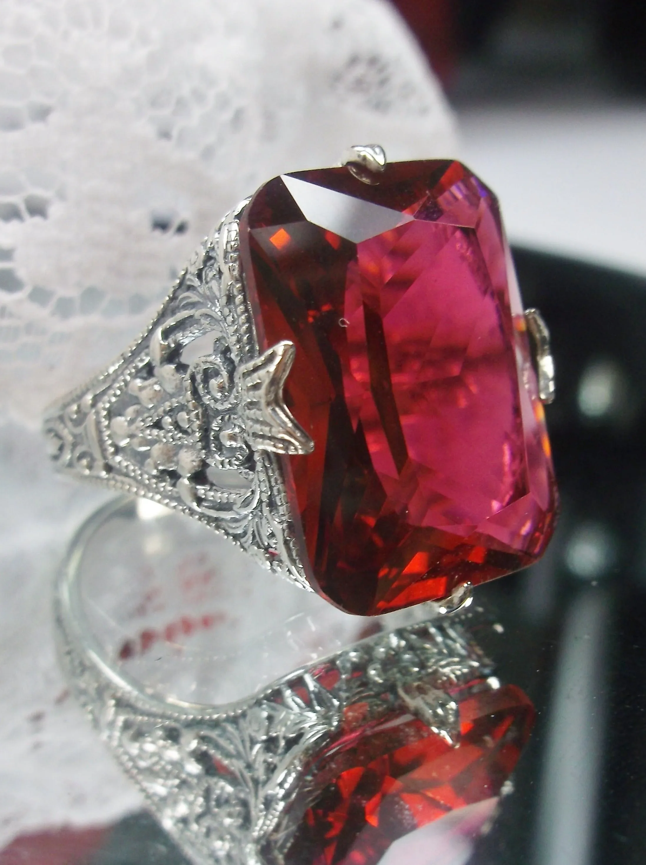 Red Ruby Ring, Size 5.5, Vintage Jewelry #D202 - Ready to Ship