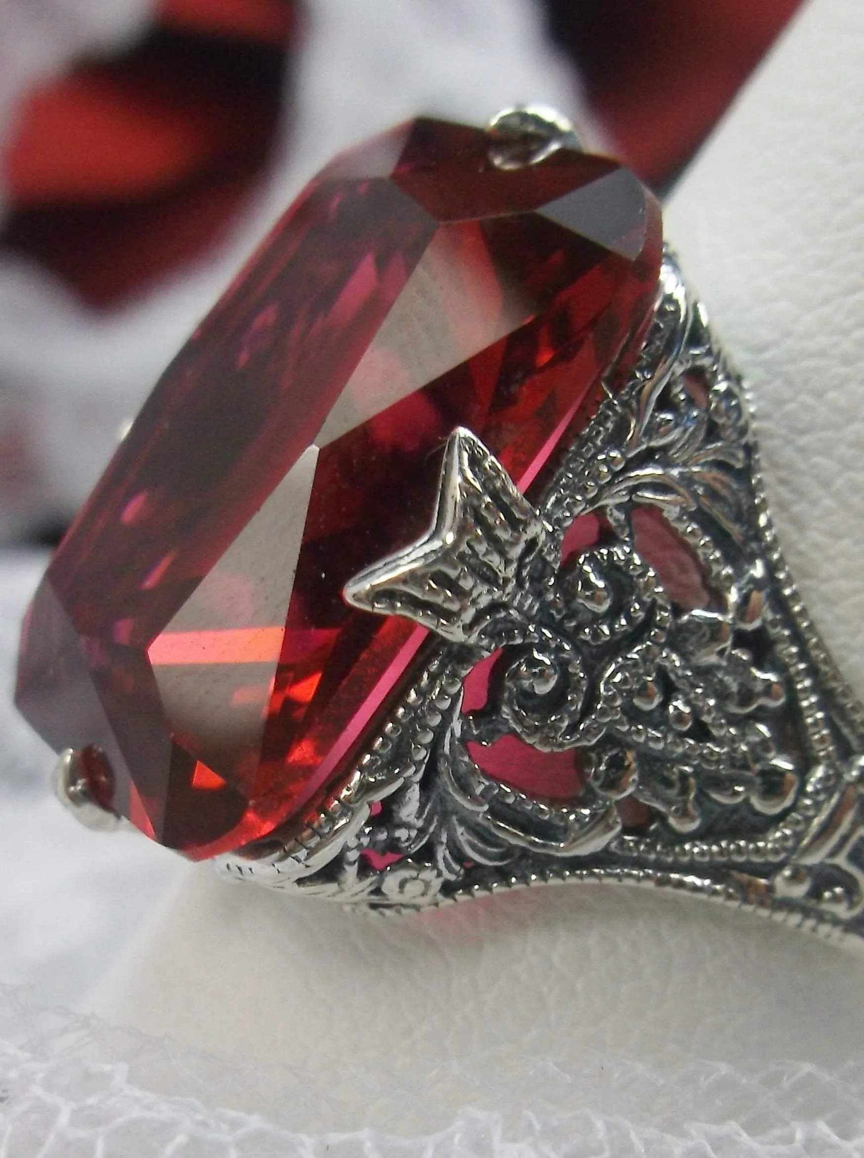 Red Ruby Ring, Size 5.5, Vintage Jewelry #D202 - Ready to Ship