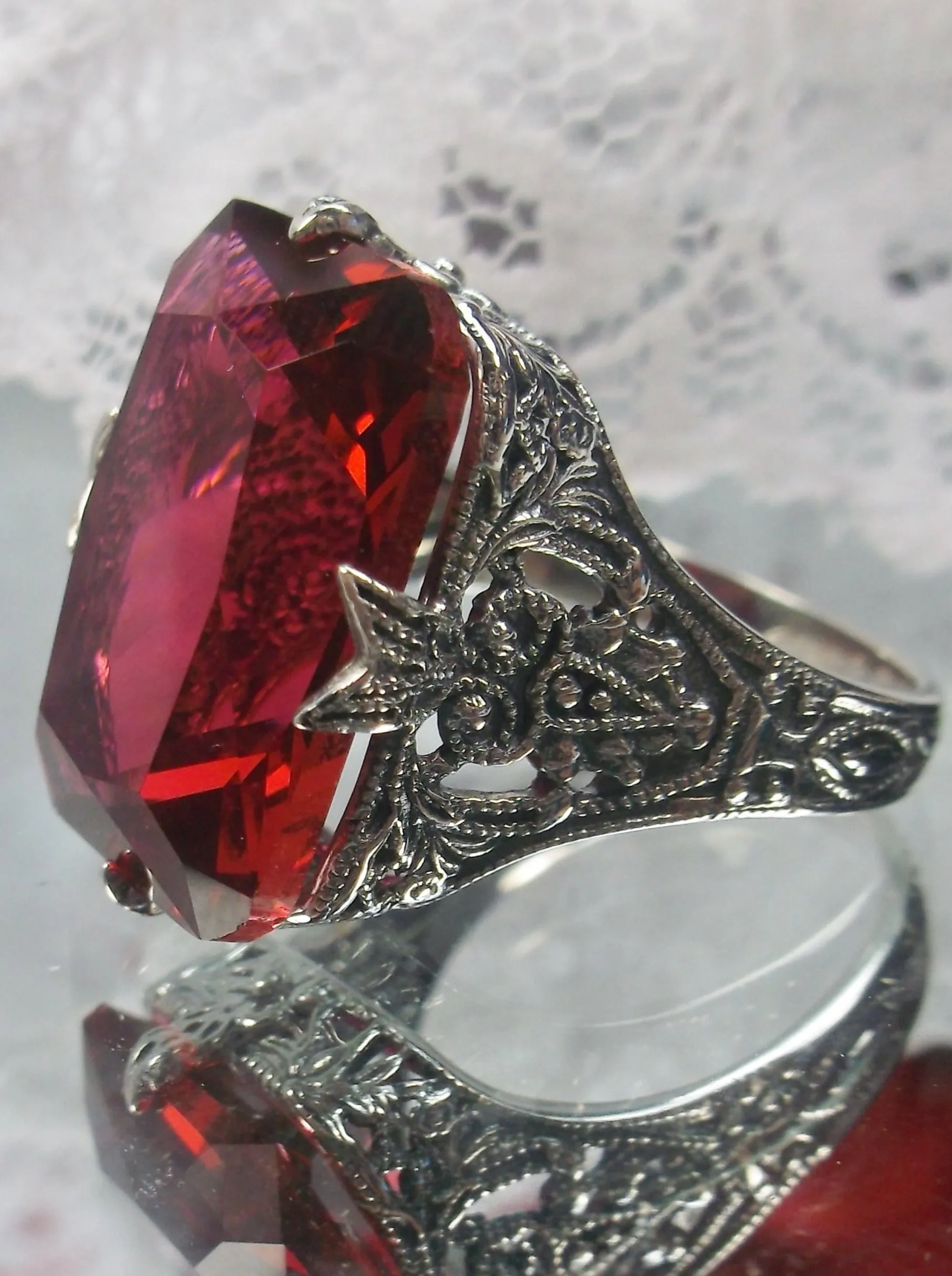 Red Ruby Ring, Size 5.5, Vintage Jewelry #D202 - Ready to Ship
