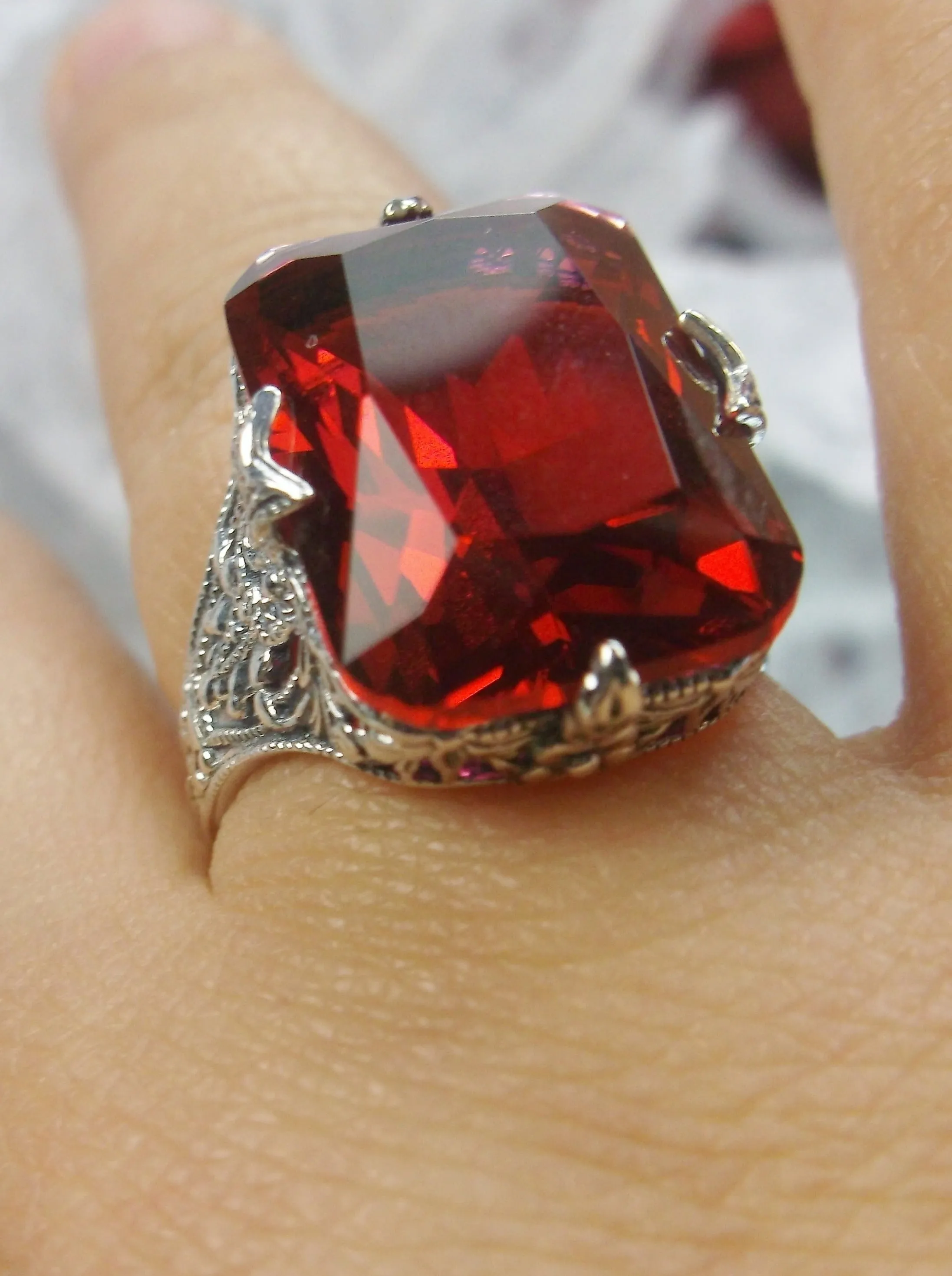 Red Ruby Ring, Size 5.5, Vintage Jewelry #D202 - Ready to Ship