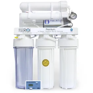 Reef Pure RO 4 Stage 100GPD Premium   Boosted RO/DI System