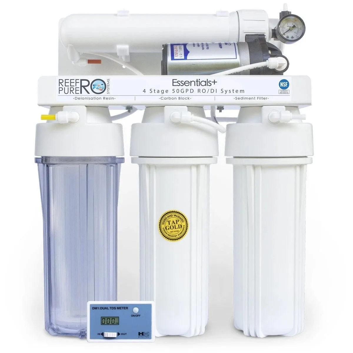 Reef Pure RO 4 Stage 50GPD Essentials   Boosted RO/DI System