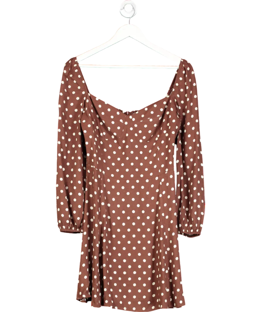 Reformation Brown Mochi Polka Dot Dress UK 10