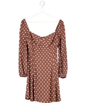 Reformation Brown Mochi Polka Dot Dress UK 10