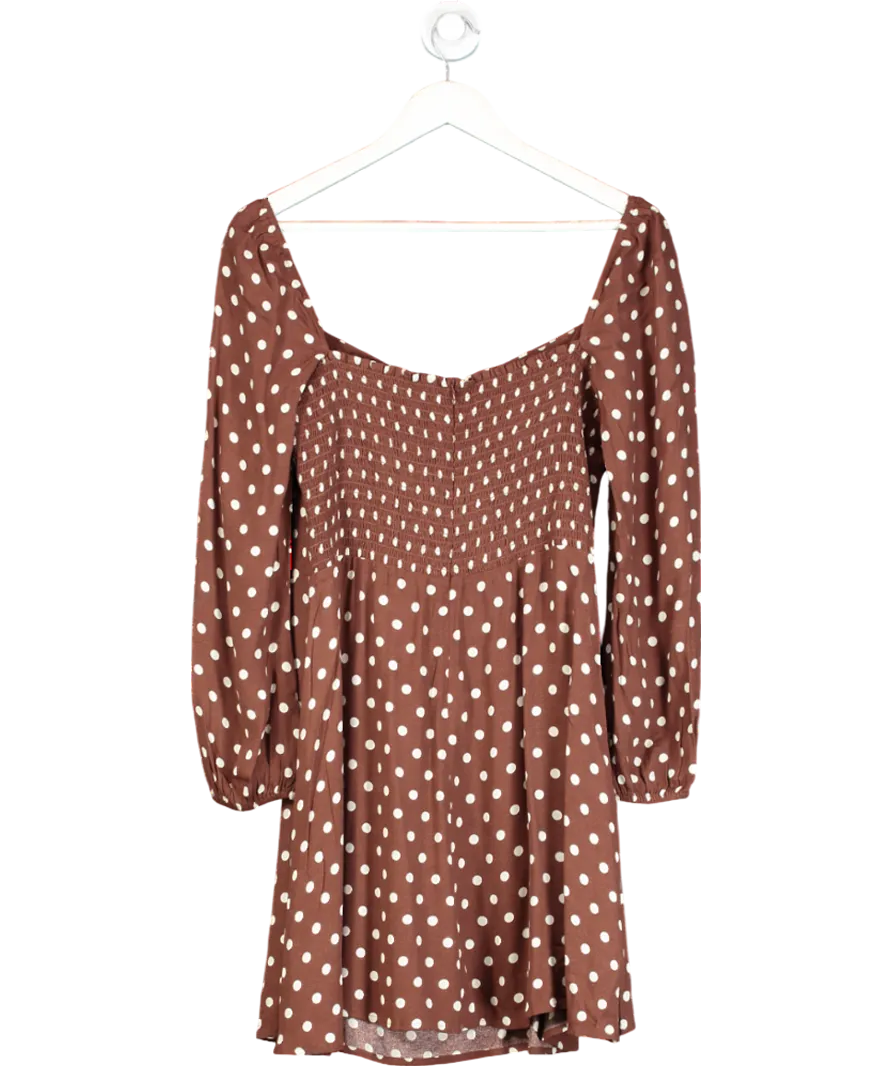 Reformation Brown Mochi Polka Dot Dress UK 10