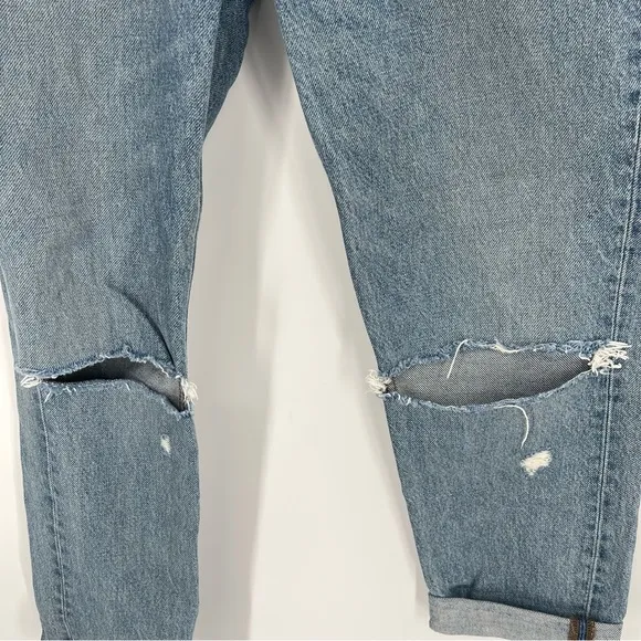 Reformation High Rise Cropped Cigarette Jeans in Medium Blue Savu Wash