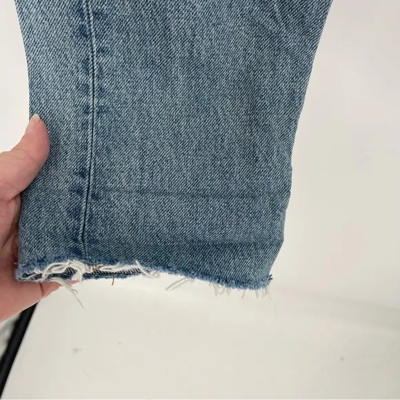 Reformation High Rise Cropped Cigarette Jeans in Medium Blue Savu Wash