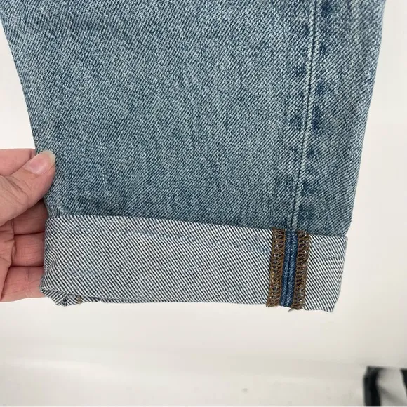 Reformation High Rise Cropped Cigarette Jeans in Medium Blue Savu Wash