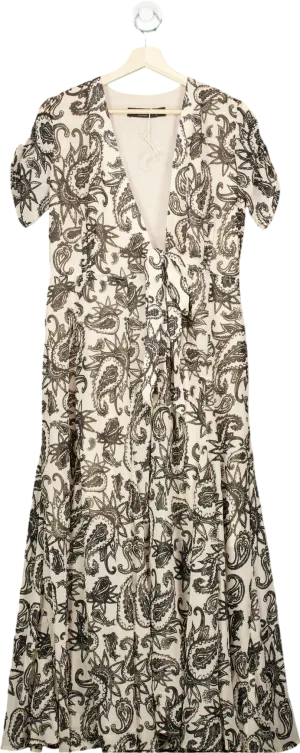Religion Black and White Paisley Print Maxi Dress UK XS