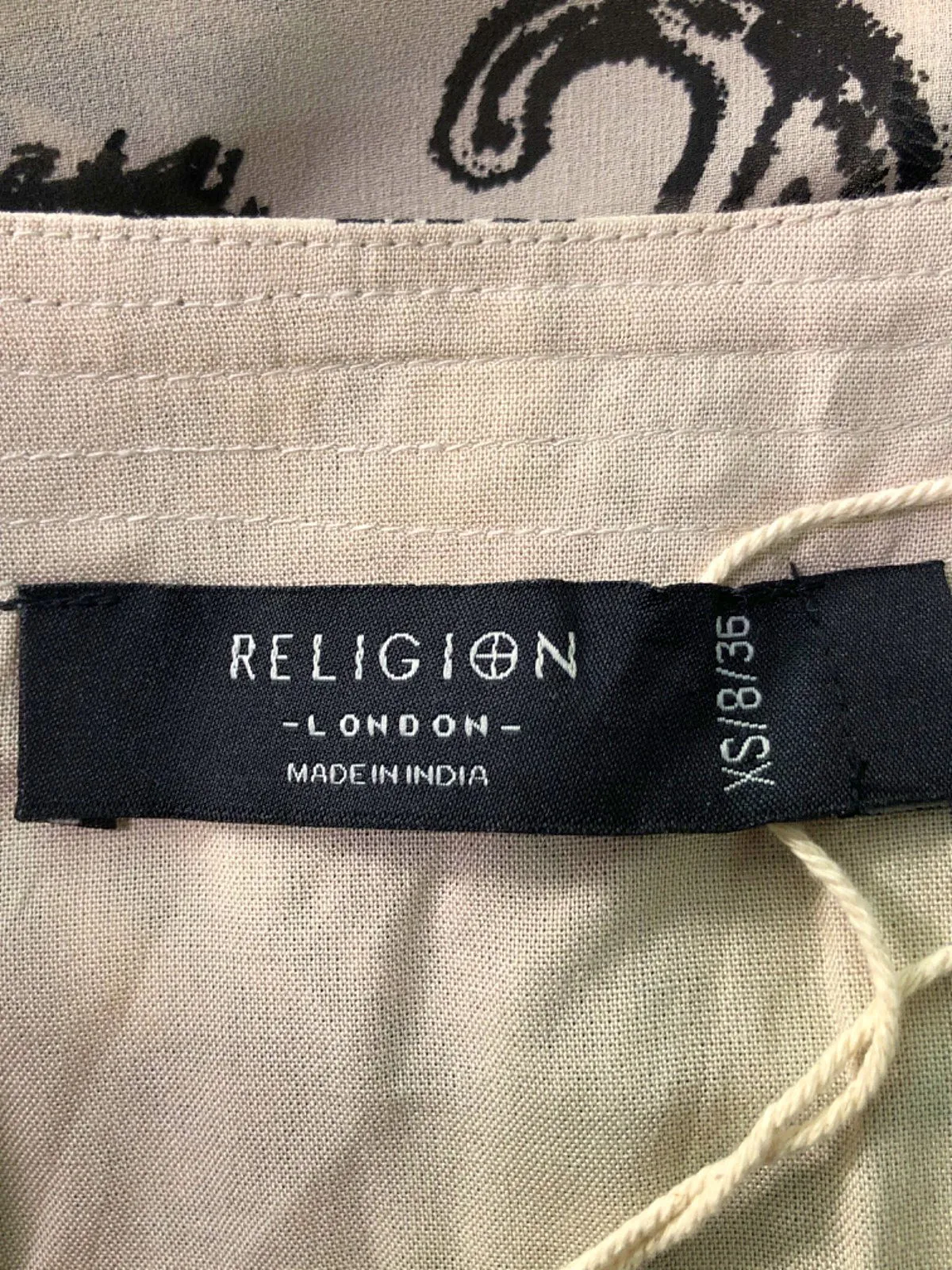 Religion Black and White Paisley Print Maxi Dress UK XS