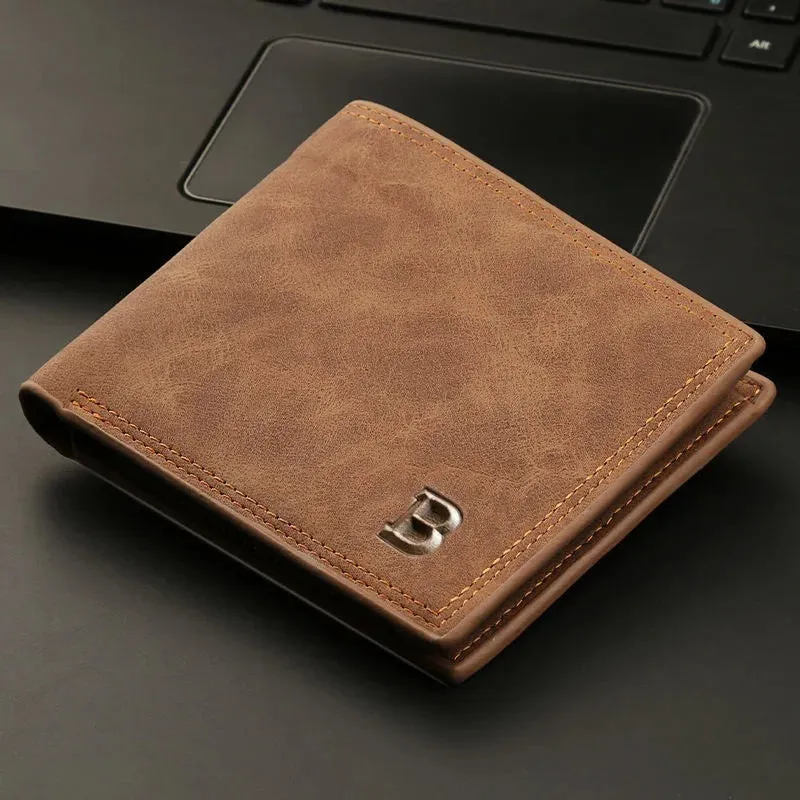 Retro Men's Leather Wallet with Coin Pocket - Compact Design