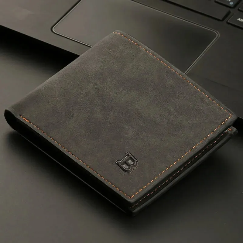 Retro Men's Leather Wallet with Coin Pocket - Compact Design