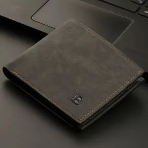 Retro Men's Leather Wallet with Coin Pocket - Compact Design