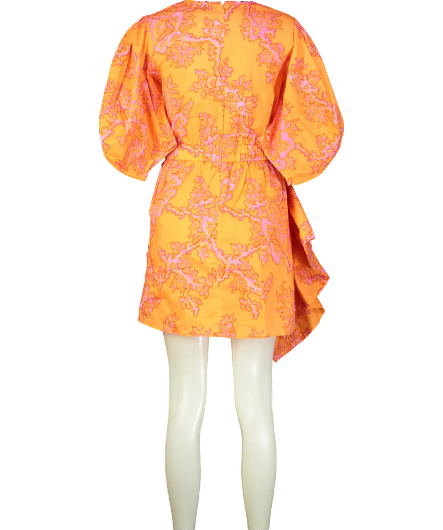 Rhode Resort Orange Pia Puff Sleeve Dress UK 6