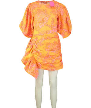 Rhode Resort Orange Pia Puff Sleeve Dress UK 6