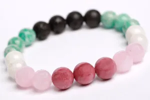 Rhodonite beads   Rose quartz   Amazonite   Moonstone   Lava beads