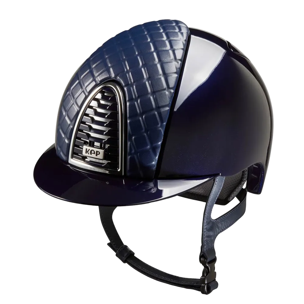 Riding Helmet Cromo 2.0 Polish - Blue Milano Leather Front by KEP