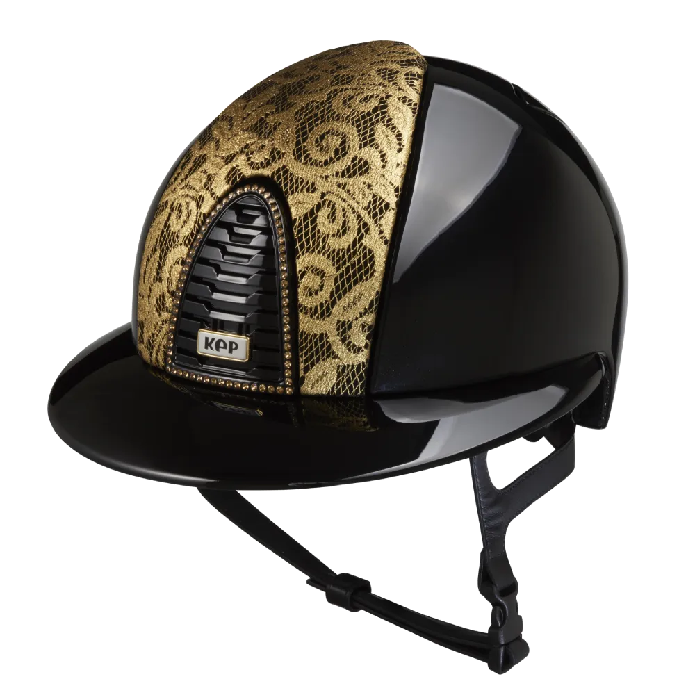 Riding Helmet Cromo 2.0 Polish Polo & Swarovski Frame - Gold Lace by KEP