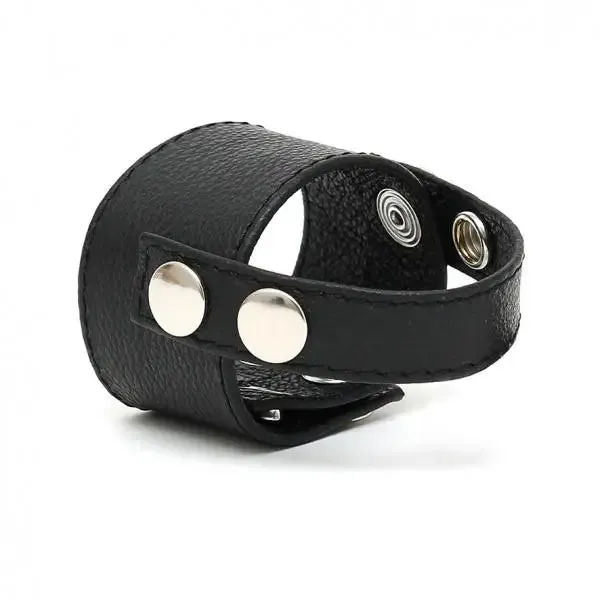 Rimba Leather Cock Ring with Adjustable Straps and Press Studs