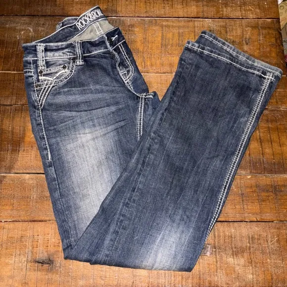 ROCK &amp; ROLL DENIM Women’s Bootcut Riding Jeans size 28W X 36L vintage wash