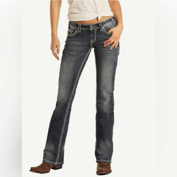 ROCK &amp; ROLL DENIM Women’s Bootcut Riding Jeans size 28W X 36L vintage wash