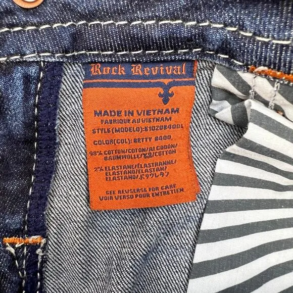 Rock Revival Jeans Women's 27 (2) Dark Blue Betty Bootcut Embellished Blingy