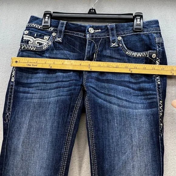 Rock Revival Jeans Women's 27 (2) Dark Blue Betty Bootcut Embellished Blingy