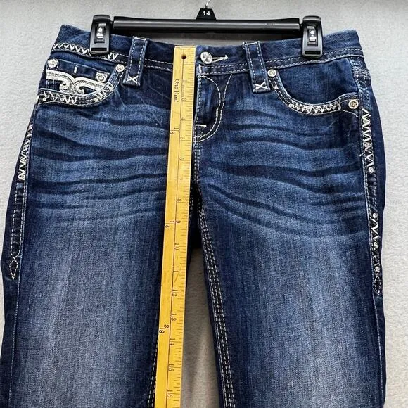 Rock Revival Jeans Women's 27 (2) Dark Blue Betty Bootcut Embellished Blingy