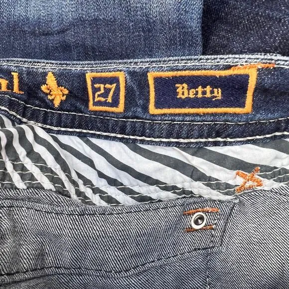 Rock Revival Jeans Women's 27 (2) Dark Blue Betty Bootcut Embellished Blingy
