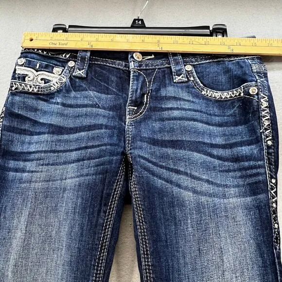 Rock Revival Jeans Women's 27 (2) Dark Blue Betty Bootcut Embellished Blingy