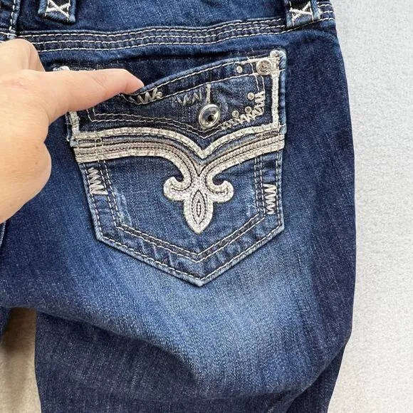 Rock Revival Jeans Women's 27 (2) Dark Blue Betty Bootcut Embellished Blingy