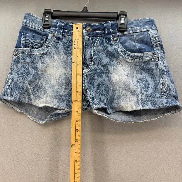 Rock Revival Short Women's 26x3 Light Blue Lace Print Lydia Easy Short Western