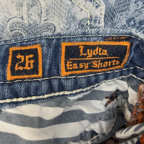Rock Revival Short Women's 26x3 Light Blue Lace Print Lydia Easy Short Western