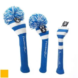 RocketTour Royal Blue Base Rugby Stripe Pom Pom Headcover Driver Royal/Yellow