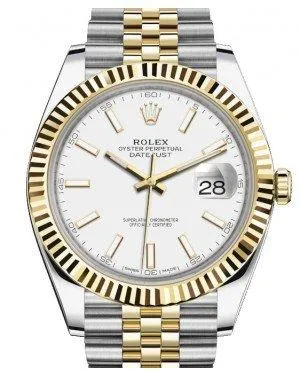 Rolex 126333 Two Tone Datejust 41 White Dial Fluted Bezel Jubilee