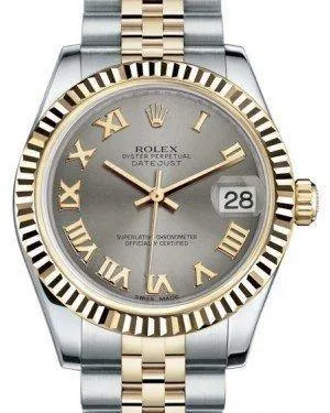 Rolex Datejust 31 Lady Midsize Yellow Gold/Steel Steel Roman Dial & Fluted Bezel Jubilee Bracelet 178273 - NEW