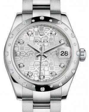 Rolex Datejust 31mm Lady Midsize White Gold/Steel Silver Jubilee Diamond Dial & Diamond Set Domed Bezel Oyster Bracelet 178344 - NEW