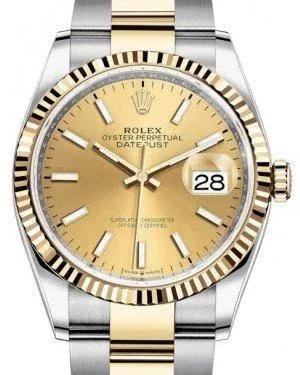 Rolex Datejust 36 126233 Champ Index Dial Stainless & Yellow Gold Oyster Band