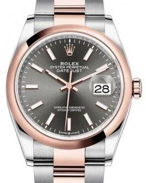 Rolex Datejust 36 Rose Gold/Steel Dark Rhodium Index Dial & Domed Bezel Oyster Bracelet 126201