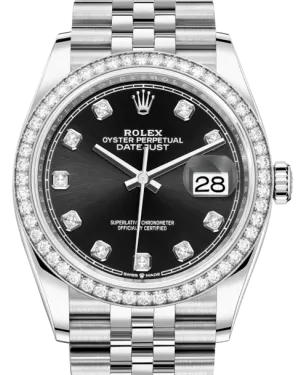 Rolex Datejust 36 White Gold/Steel Black Diamond Dial & Diamond Bezel Jubilee Bracelet 126284RBR