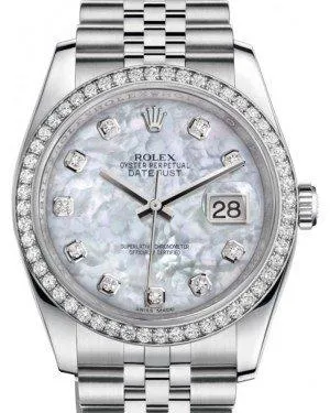 Rolex Datejust 36 White Gold/Steel White Mother of Pearl Diamond Dial & Diamond Bezel Jubilee Bracelet 116244
