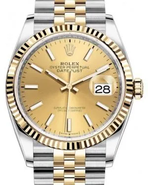 Rolex Datejust 36mm 126233 Champ Index Dial Stainless & Yellow Gold Jubilee Band