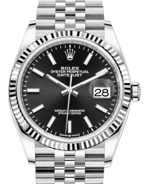 Rolex Datejust 36mm Black Dial Fluted Bezel Jubilee 126234
