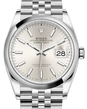Rolex Datejust 36MM Stainless Steel Silver Index Dial & Smooth Domed Bezel Jubilee Bracelet 126200 - NEW