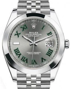 Rolex Datejust 41 Stainless Steel Slate Roman Dial Smooth Bezel Jubilee Bracelet 126300 -  New