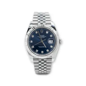 Rolex Datejust 41MM Blue Diamond Steel Diamond Dial and White Gold Jubilee Watch 126334